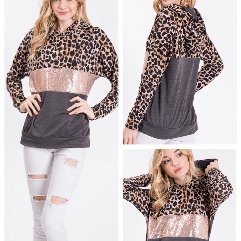 Leopard glitter hoodie